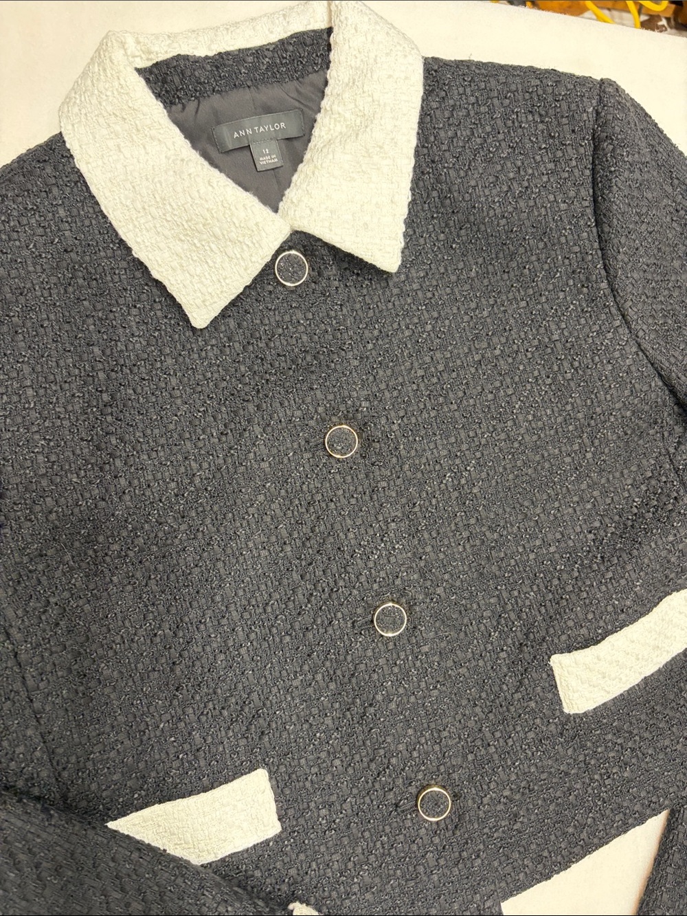 Ann Taylor Contrast Trim Tweed Jacket sz12 & Matching Pants sz10 *READ LISTING* - Picture 14 of 14